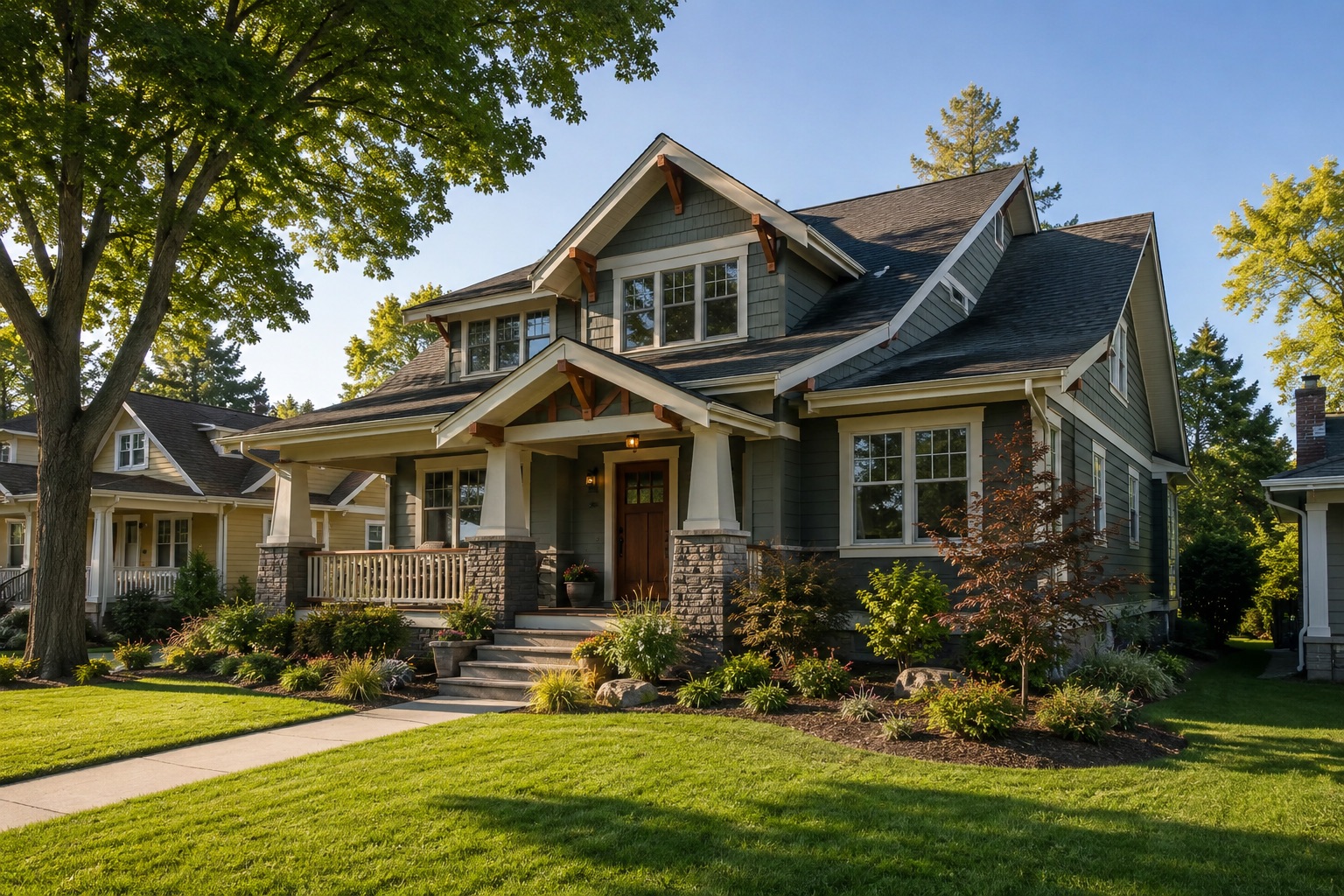 A local agent meeting clients outside their new home